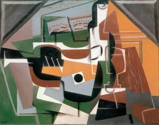 Guitar, flaske og glas